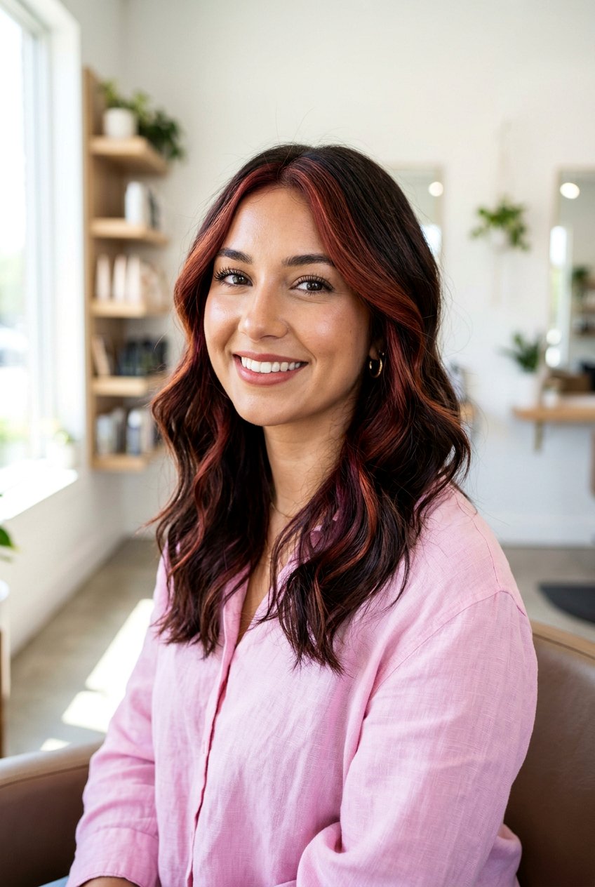 Cherry Cola Highlights with Face Framing Pieces - 20 dark cherry cola highlights - 20 dark cherry cola highlights