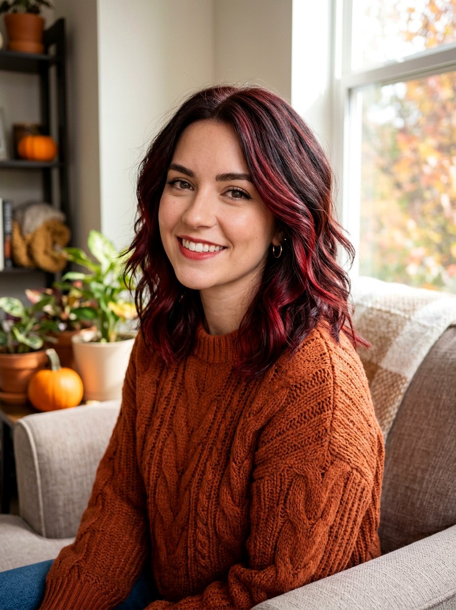 Cherry Cola Layered Lob - 20 salon color ideas for layered lobs - 20 salon color ideas for layered lobs