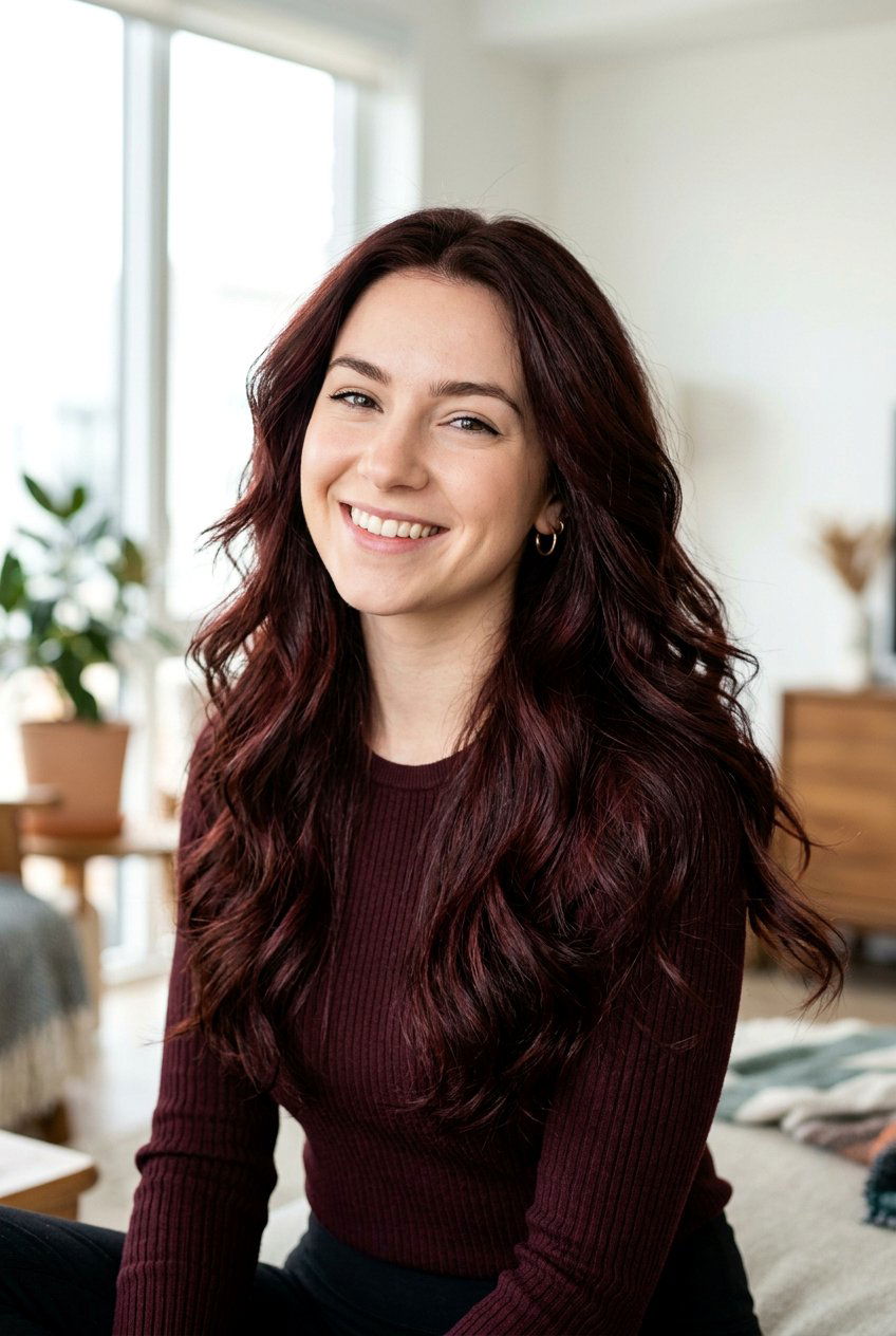 Cherry Cola Long Layered Hair - 20 long layered hair color ideas - 20 long layered hair color ideas