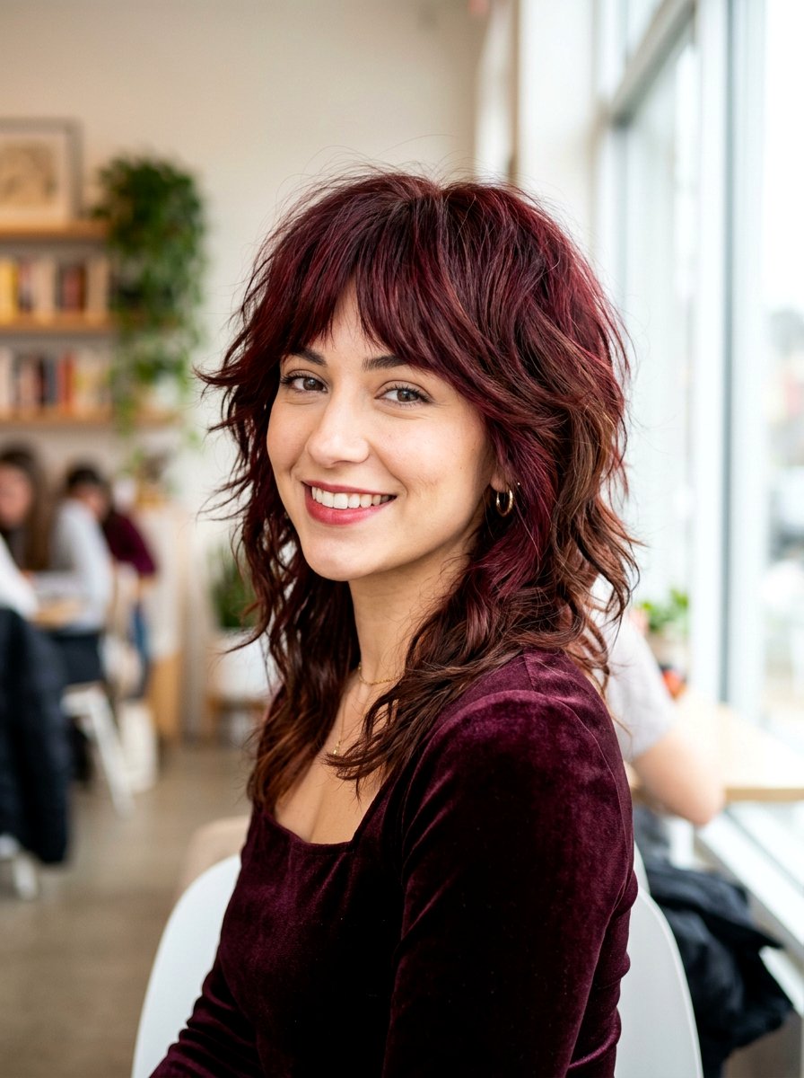 Cherry Cola Red Shag Haircut - 20 salon color ideas for shag haircuts - 20 salon color ideas for shag haircuts