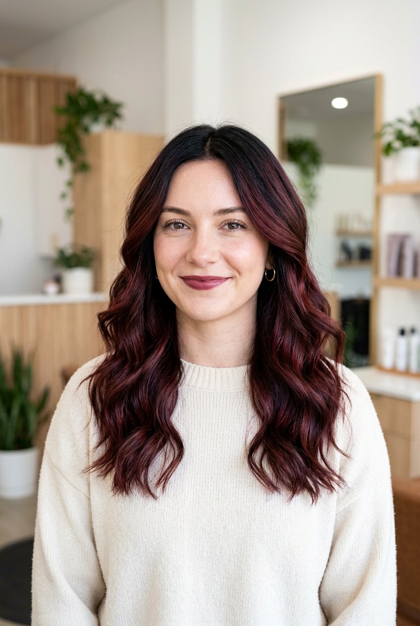 Cherry Cola Root Smudge Balayage - 20 cherry cola balayage hair - 20 cherry cola balayage hair