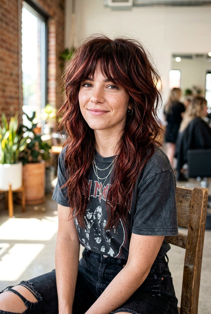 Cherry Cola Shag with Balayage Layers - 20 cherry cola balayage hair - 20 cherry cola balayage hair