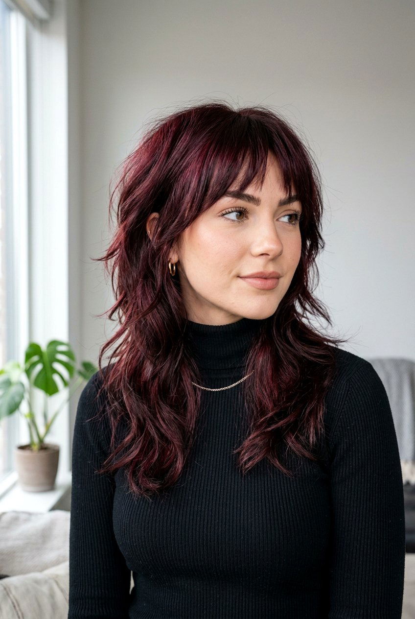 Cherry Cola Wolf Cut - 20 hair color ideas for wolf cuts - 20 hair color ideas for wolf cuts