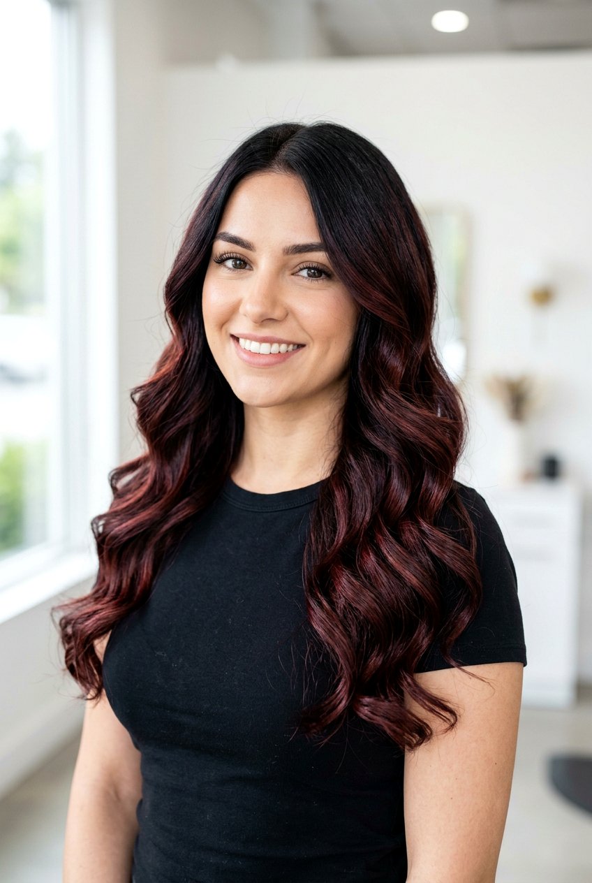 Cherry Mahogany Balayage On Black Hair - 20 cherry mahogany balayage - 20 cherry mahogany balayage