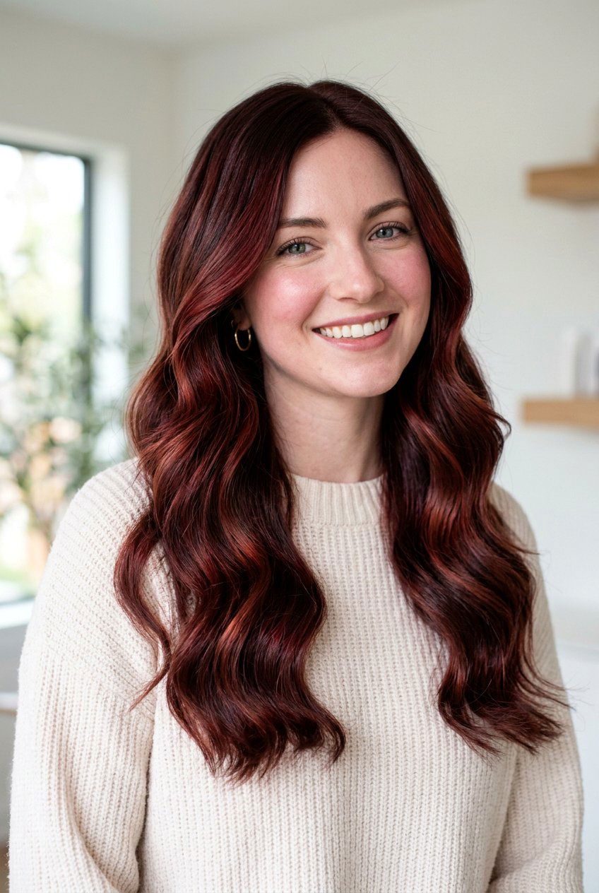Cherry Mahogany Balayage On Cool Skin Tone - 20 cherry mahogany balayage - 20 cherry mahogany balayage