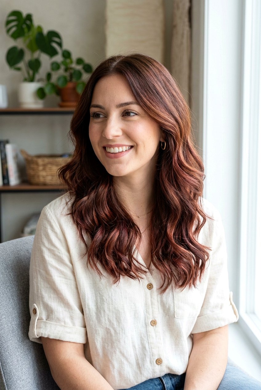 Cherry Mahogany Balayage On Medium Brown Hair - 20 cherry mahogany balayage - 20 cherry mahogany balayage