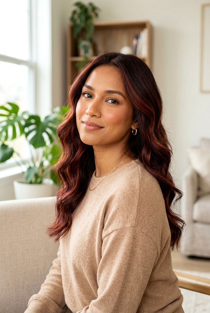 Cherry Mahogany Balayage On Warm Skin Tone - 20 cherry mahogany balayage - 20 cherry mahogany balayage