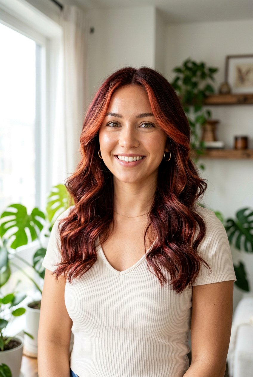 Cherry Mahogany Balayage With Face Framing - 20 cherry mahogany balayage - 20 cherry mahogany balayage