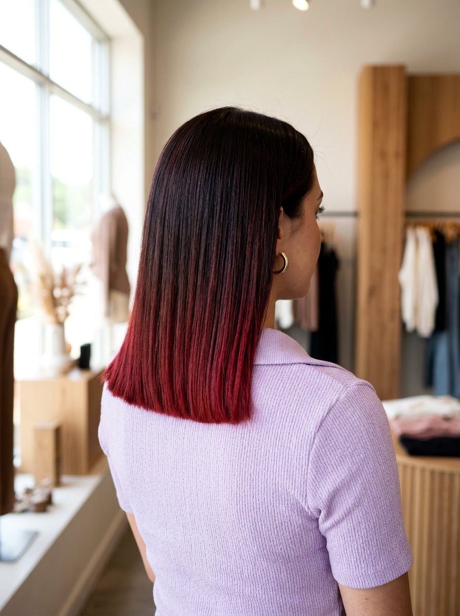 Cherry Red Balayage On Blunt Cut - 20 cherry red balayage for summer - 20 cherry red balayage for summer