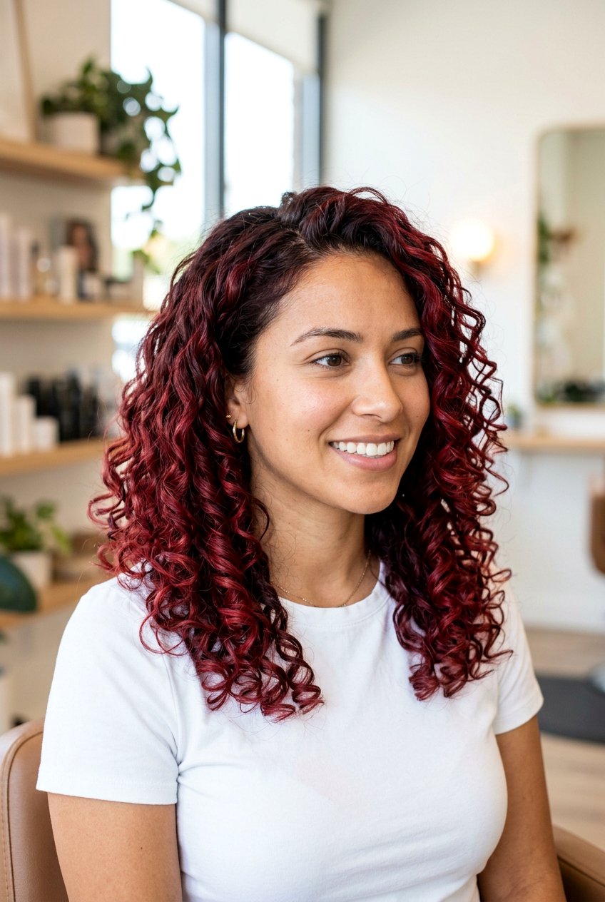 Cherry Red Balayage On Curly Hair - 20 cherry red balayage - 20 cherry red balayage