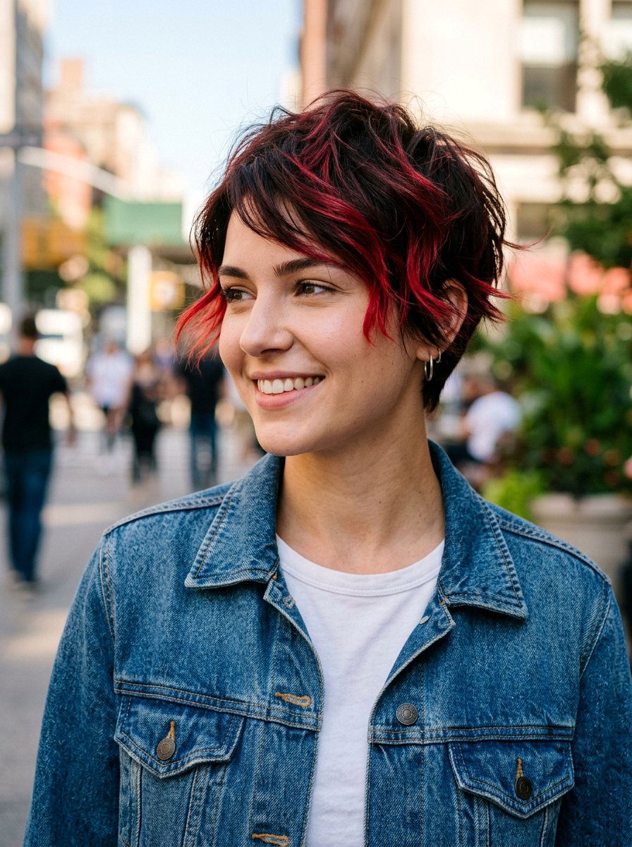 Cherry Red Balayage On Pixie Cut - 20 cherry red balayage for summer - 20 cherry red balayage for summer