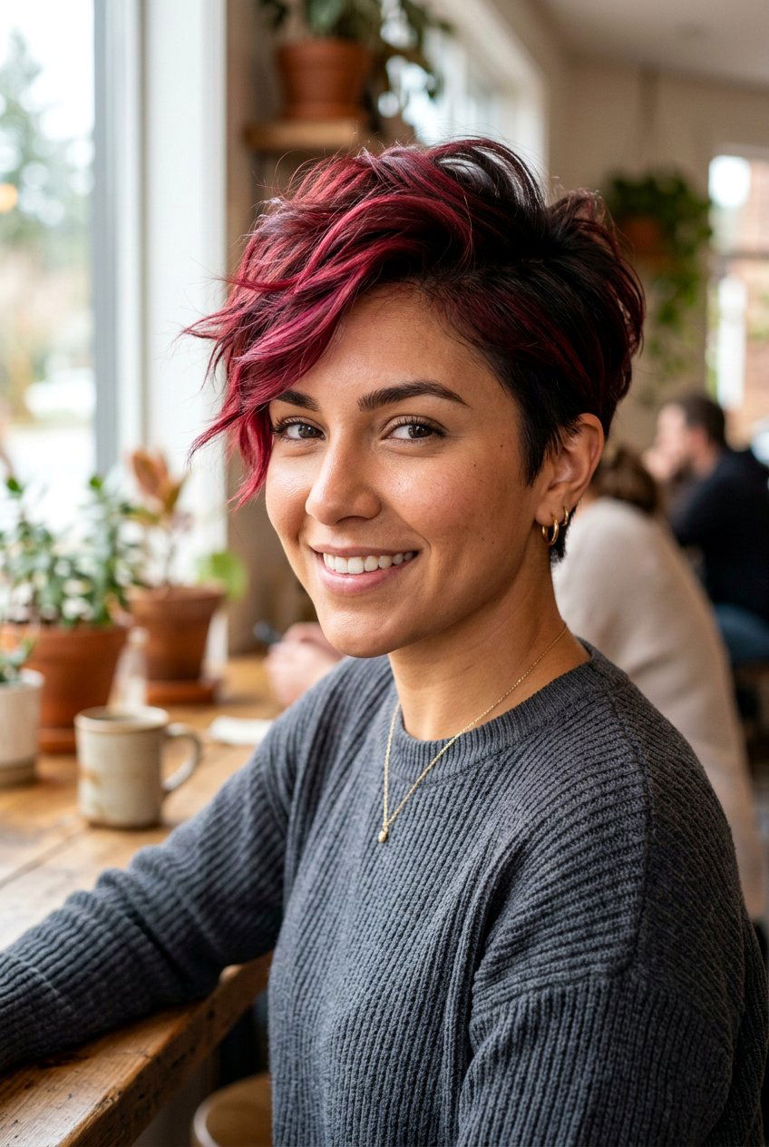 Cherry Red Balayage Pixie Cut - 20 cherry red balayage - 20 cherry red balayage