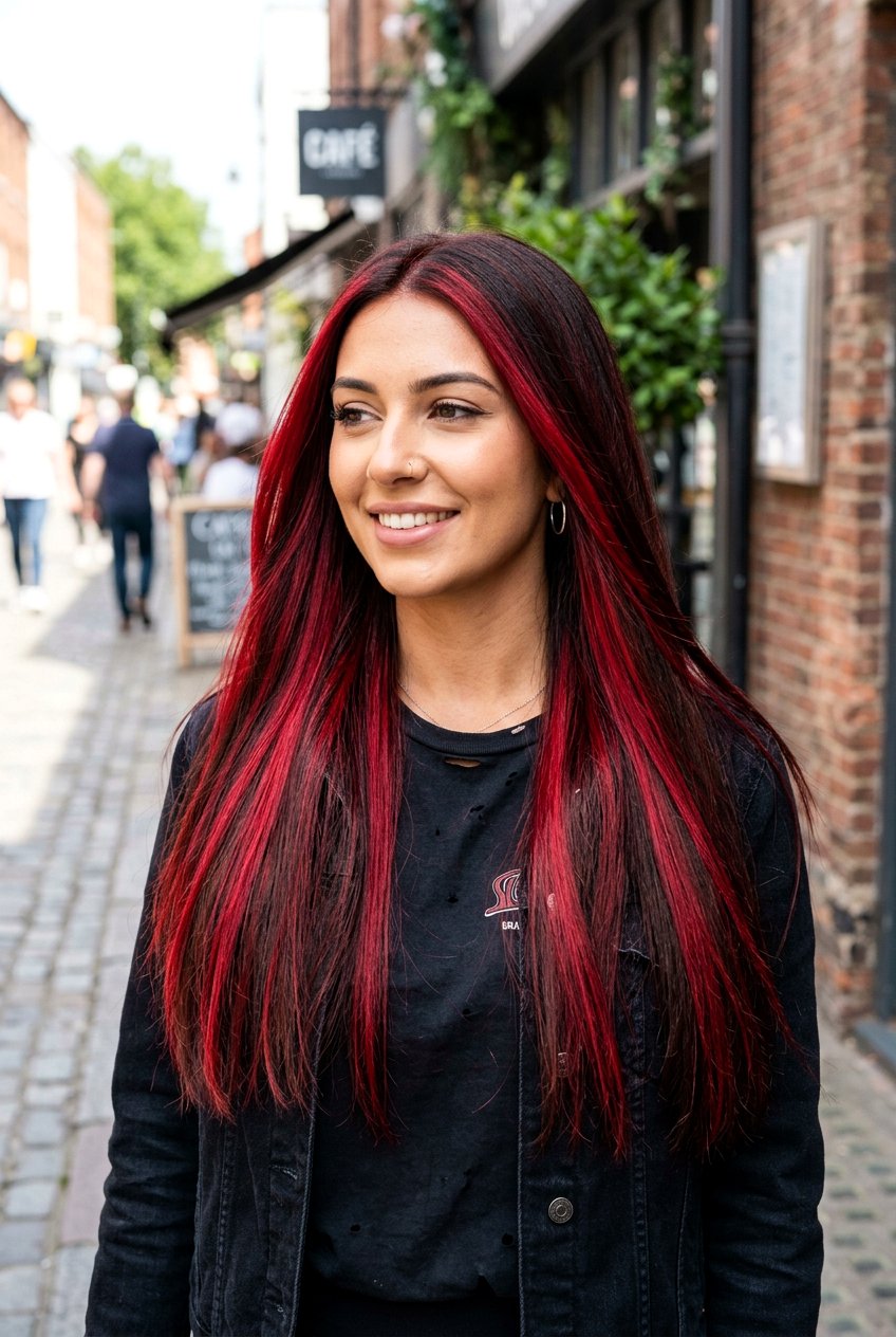 Cherry Red Balayage on Dark Hair - 20 red hair makeover ideas - 20 red hair makeover ideas