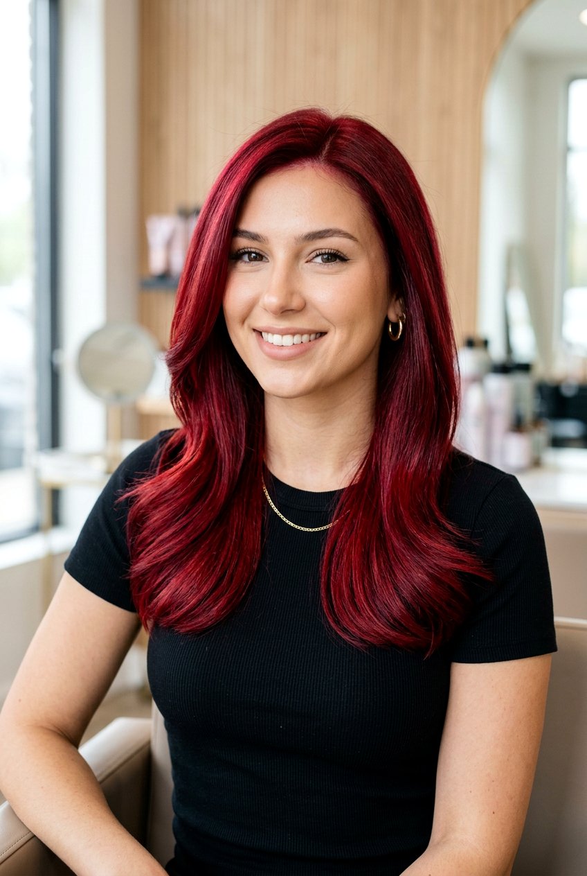 Cherry Red Blowout Inspired By Dua Lipa - 20 celebrity inspired blowout - 20 celebrity inspired blowout