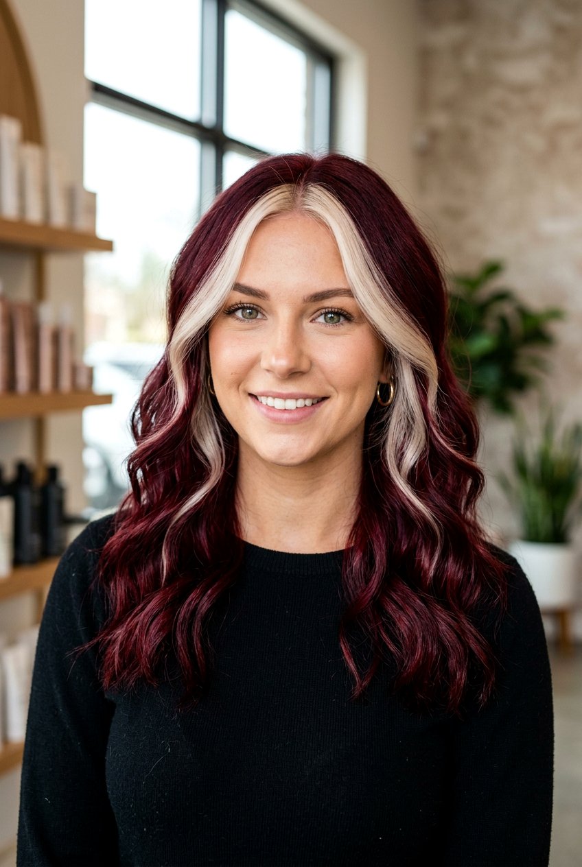 Cherry Red Hair with Blonde Money Piece - 20 red hair with blonde money piece - 20 red hair with blonde money piece