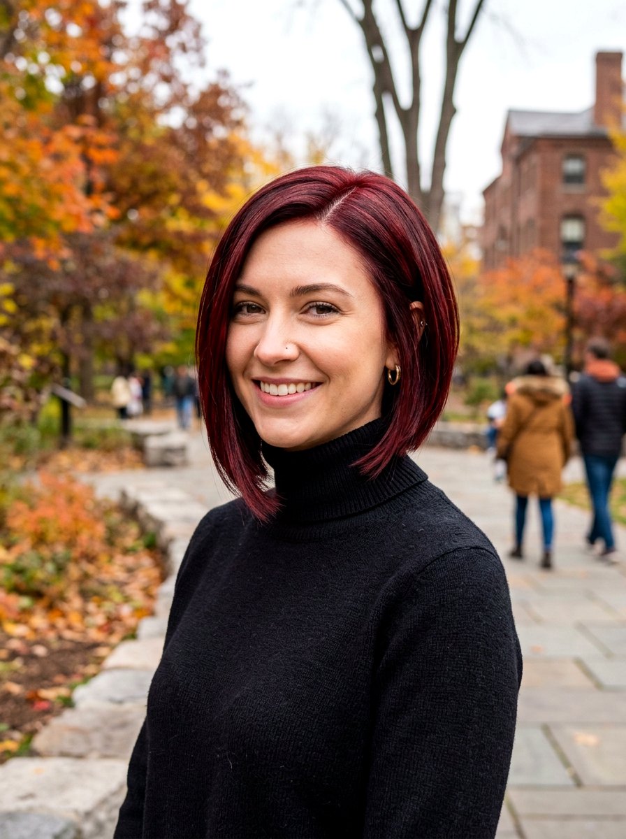 Cherry Red Inverted Bob - 20 red bob hair color ideas - 20 red bob hair color ideas