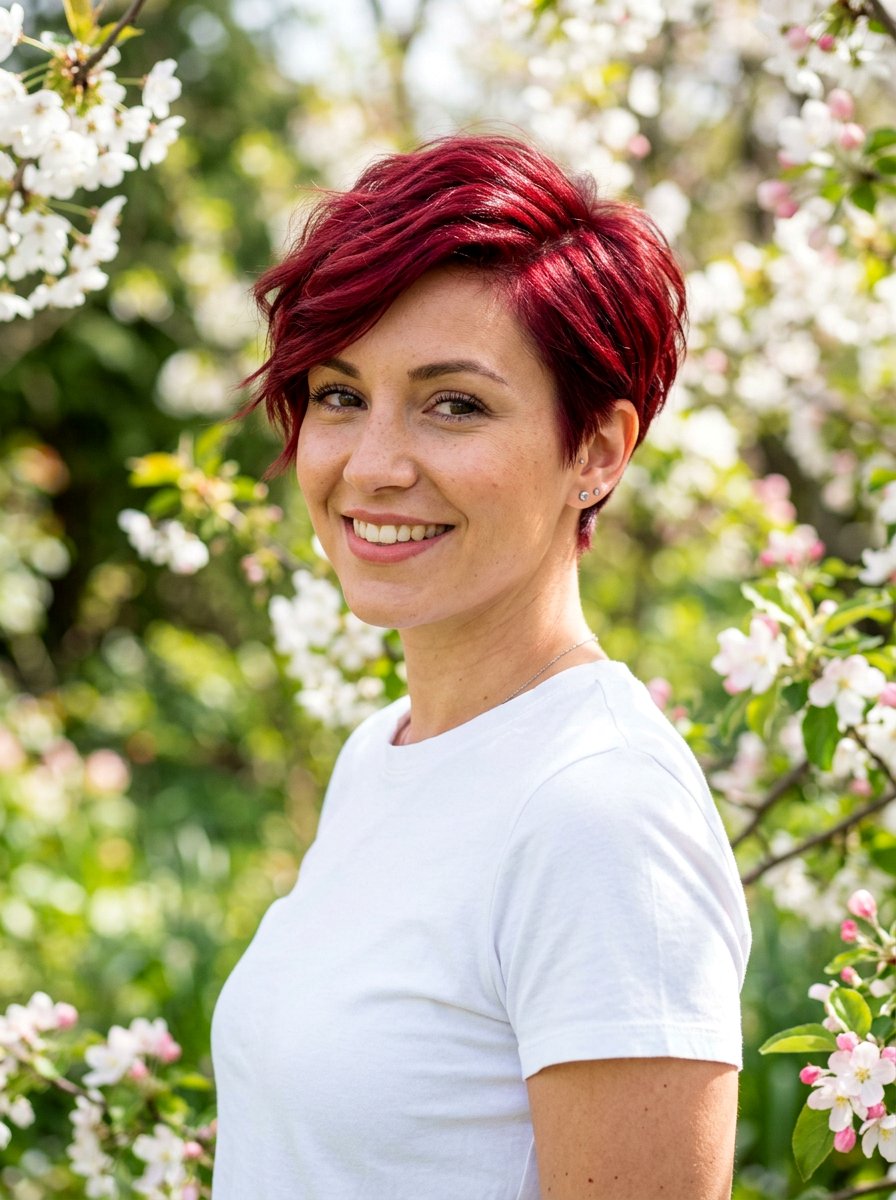 Cherry Red Pixie Cut - 20 red pixie hair color ideas - 20 red pixie hair color ideas