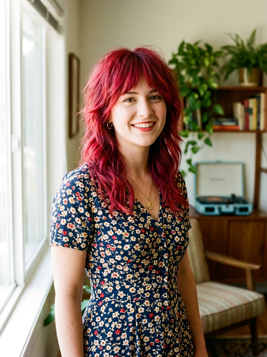 Cherry Red Shag - 20 red shag hair color ideas - 20 red shag hair color ideas