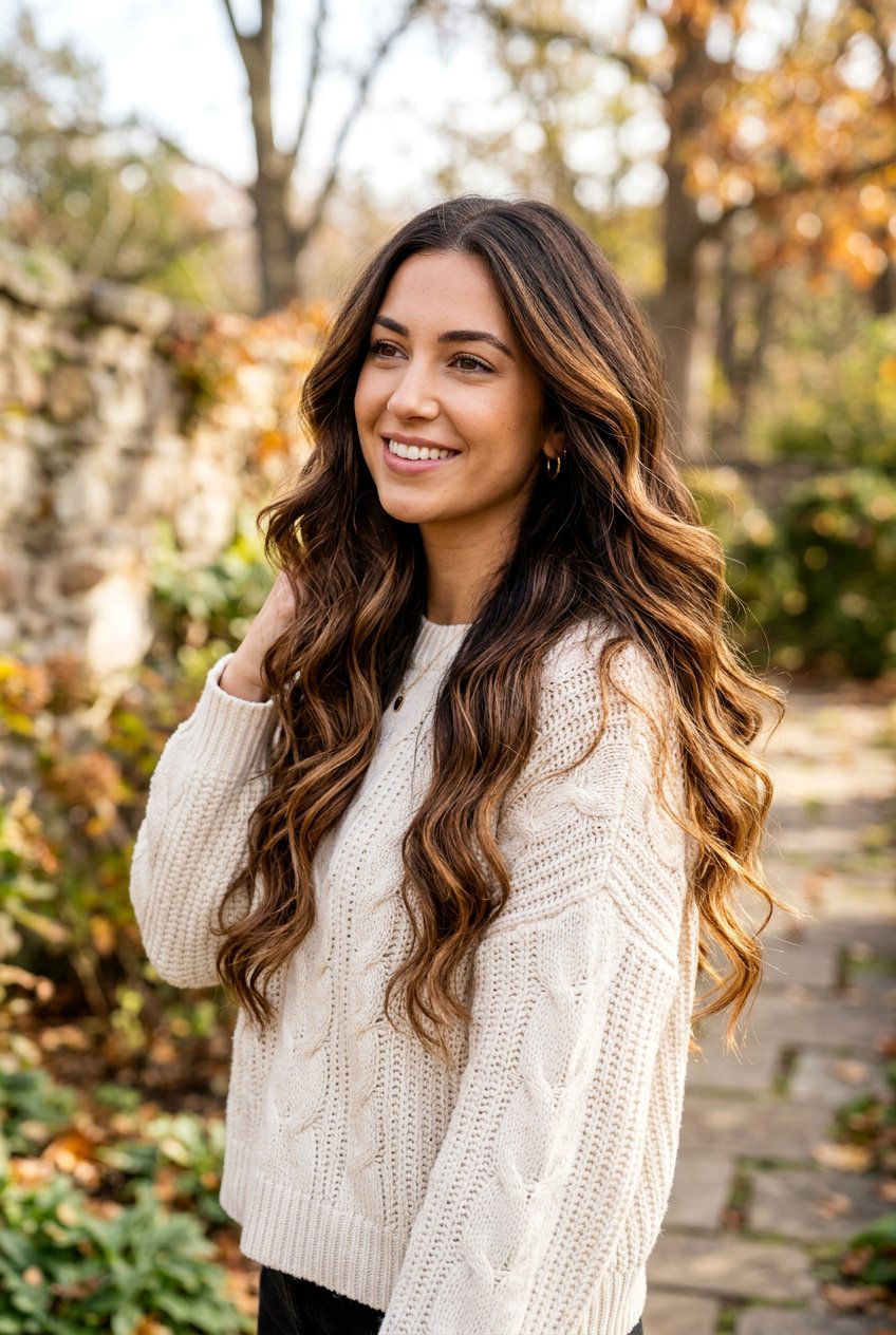 Chestnut Balayage On Long Hair - 20 autumn chestnut brunette balayage - 20 autumn chestnut brunette balayage