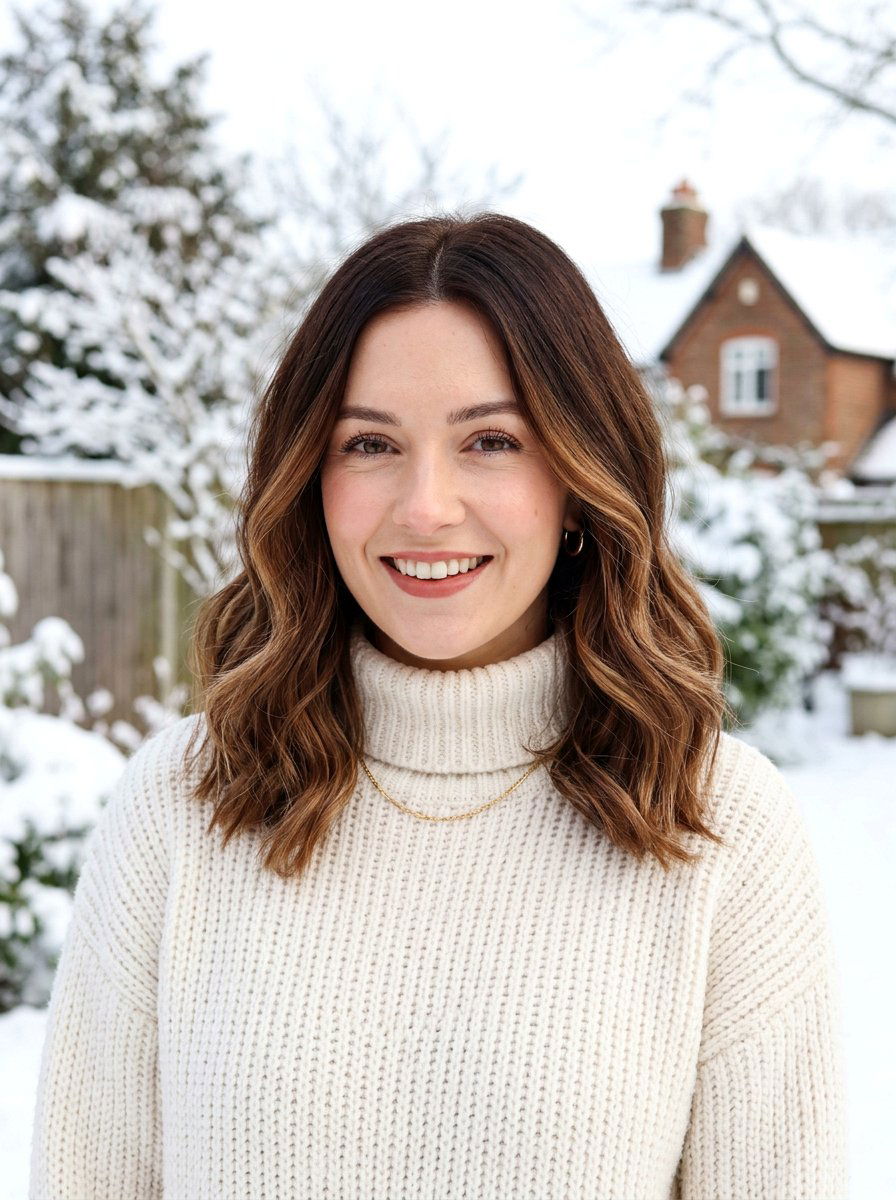 Chestnut Balayage Winter Lob - 20 winter lob haircut ideas - 20 winter lob haircut ideas