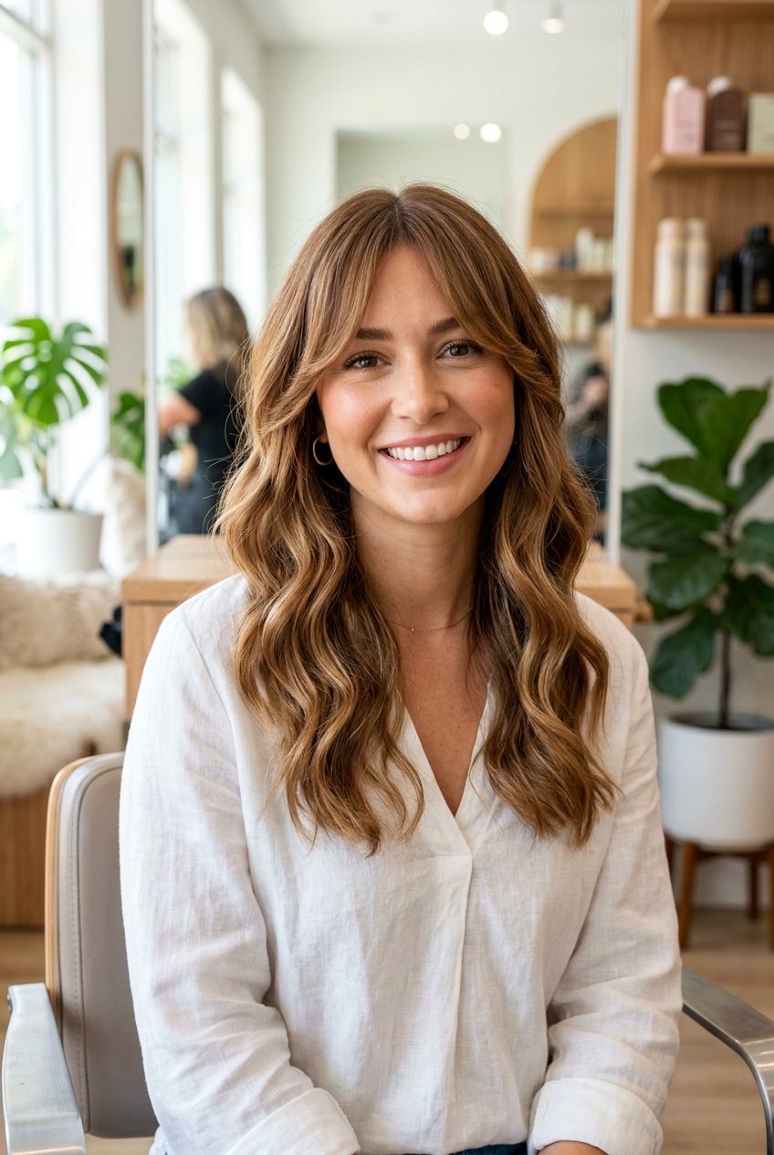 Chestnut Balayage With Curtain Bangs - 20 chestnut balayage hair color - 20 chestnut balayage hair color