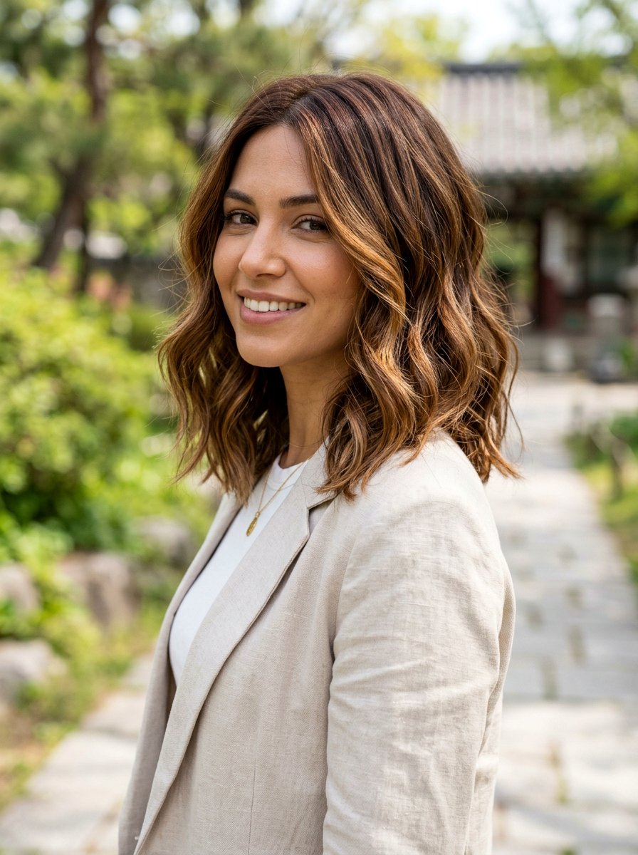 Chestnut Brown Balayage Lob - 20 easy maintenance balayage for busy women - 20 easy maintenance balayage for busy women