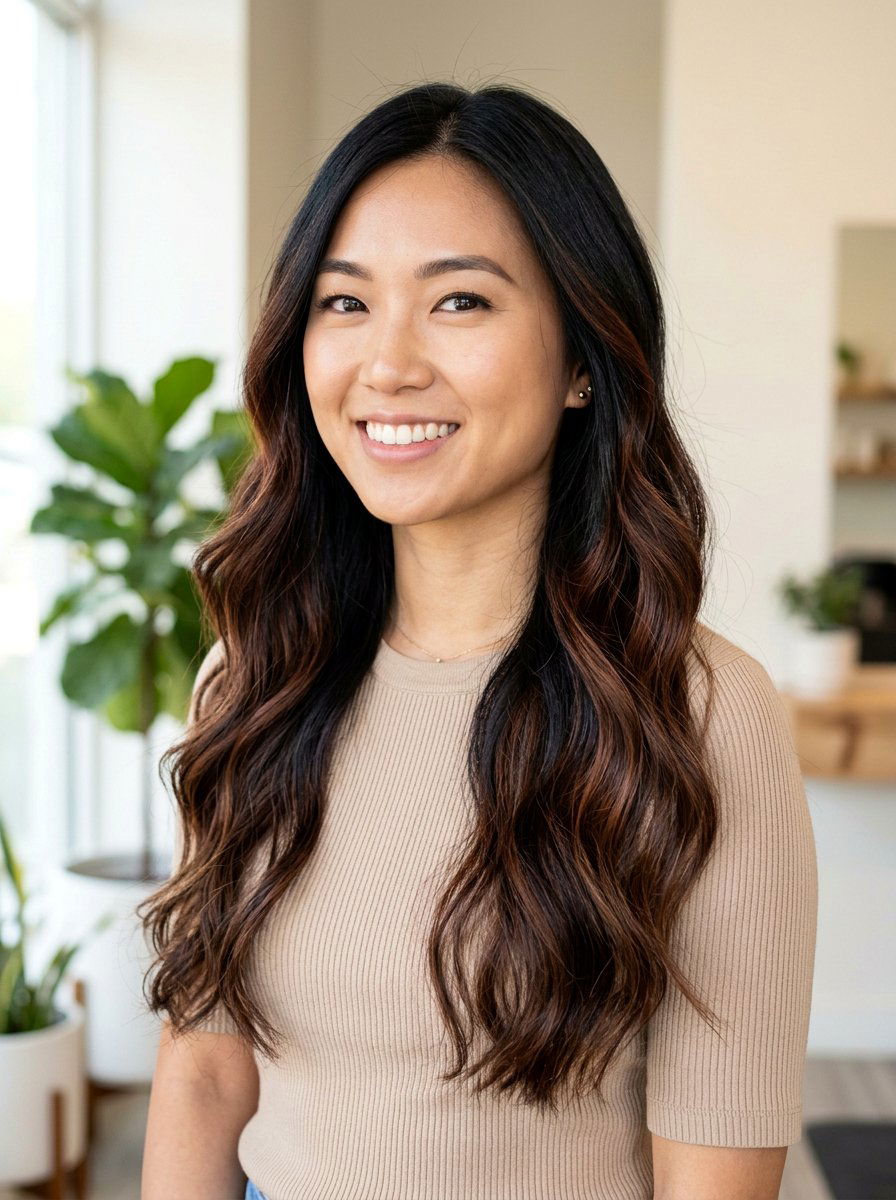 Chestnut Brown Balayage On Black Hair - 20 summer balayage for dark hair - 20 summer balayage for dark hair