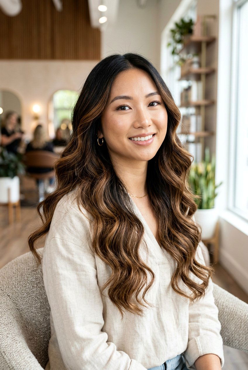 Chestnut Brown Balayage On Black Hair - 20 glossy brown black balayage - 20 glossy brown black balayage