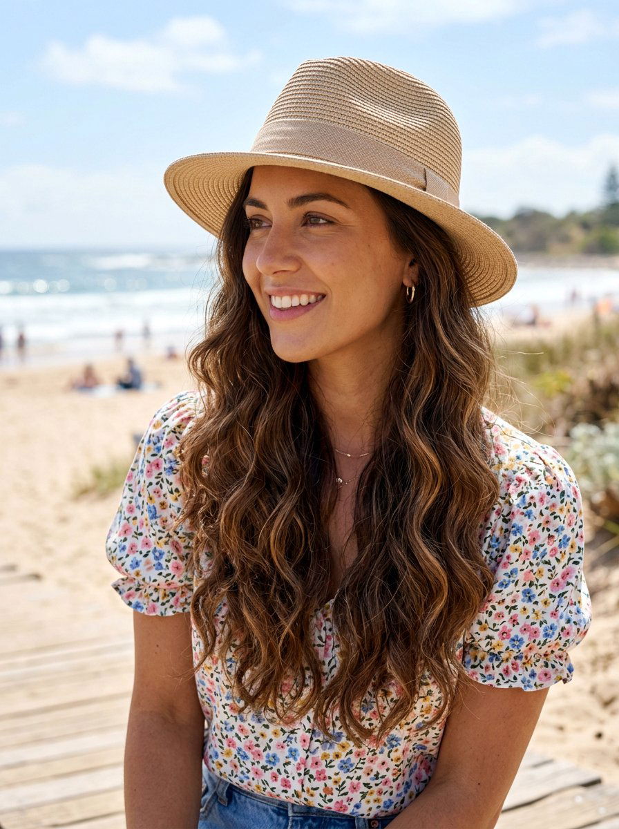 Chestnut Brown Beach Waves - 20 summer sun kissed brunette hair - 20 summer sun kissed brunette hair