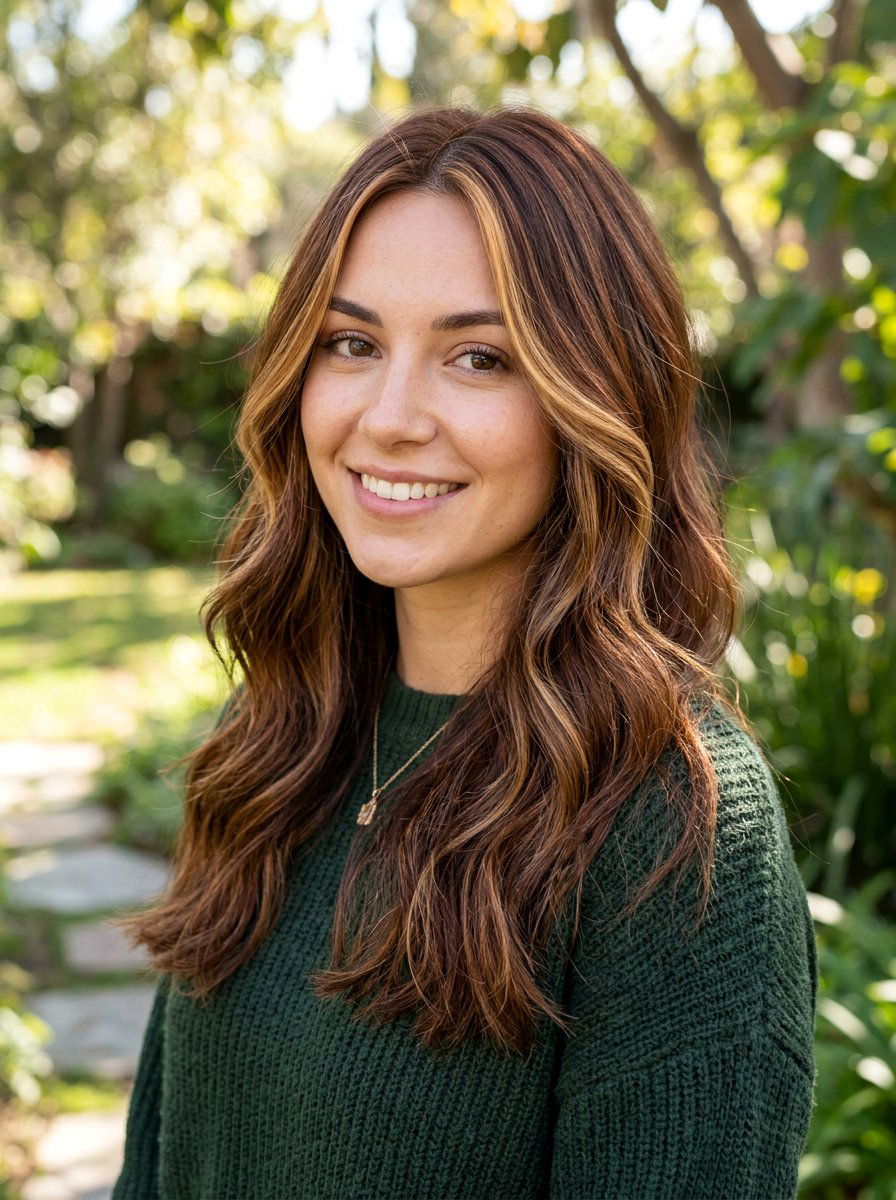 Chestnut Brown Hair With Golden Babylights - 20 warm brunette with golden babylights - 20 warm brunette with golden babylights