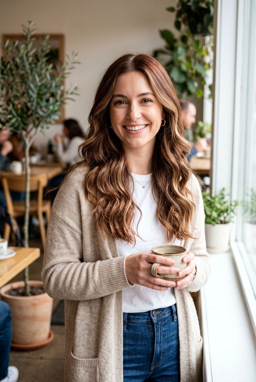 Chestnut Brown Hair with Sandy Highlights - 20 full highlights on brown hair - 20 full highlights on brown hair