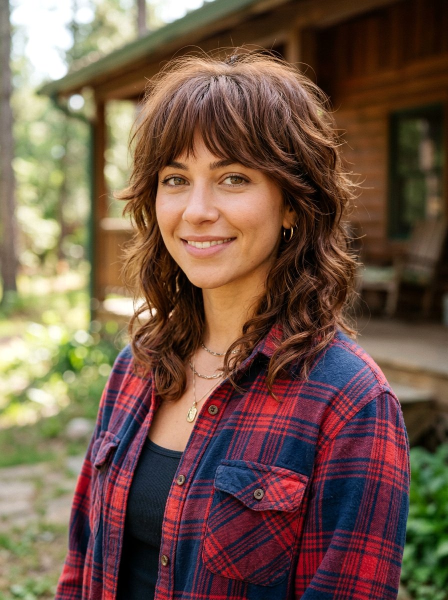 Chestnut Brown Wolf Cut - 20 wolf cut hair color ideas