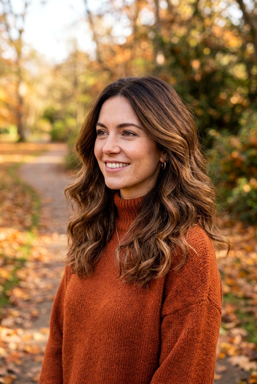 Chestnut Brunette Balayage On Mid Length Hair - 20 autumn brunette balayage ideas - 20 autumn brunette balayage ideas