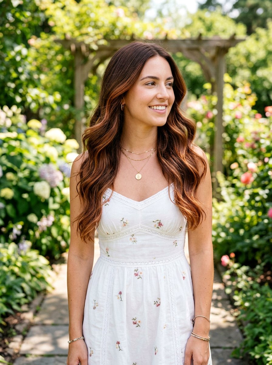 Chestnut Brunette With Copper Ribbons Balayage - 20 chestnut brunette with copper ribbons - 20 chestnut brunette with copper ribbons