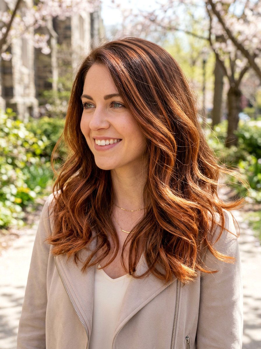 Chestnut Brunette With Copper Ribbons Fine Hair - 20 chestnut brunette with copper ribbons - 20 chestnut brunette with copper ribbons