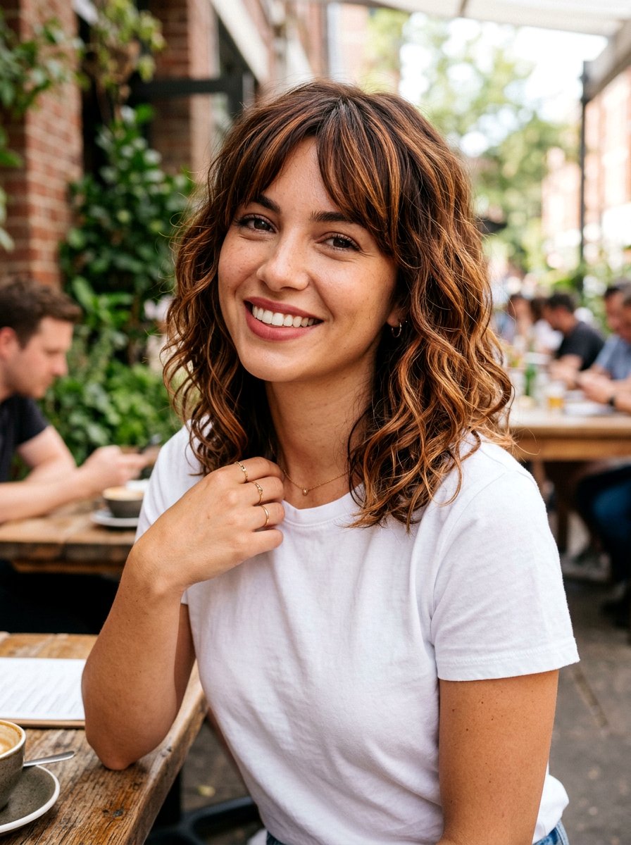 Chestnut Brunette With Copper Ribbons Lob Haircut - 20 chestnut brunette with copper ribbons - 20 chestnut brunette with copper ribbons