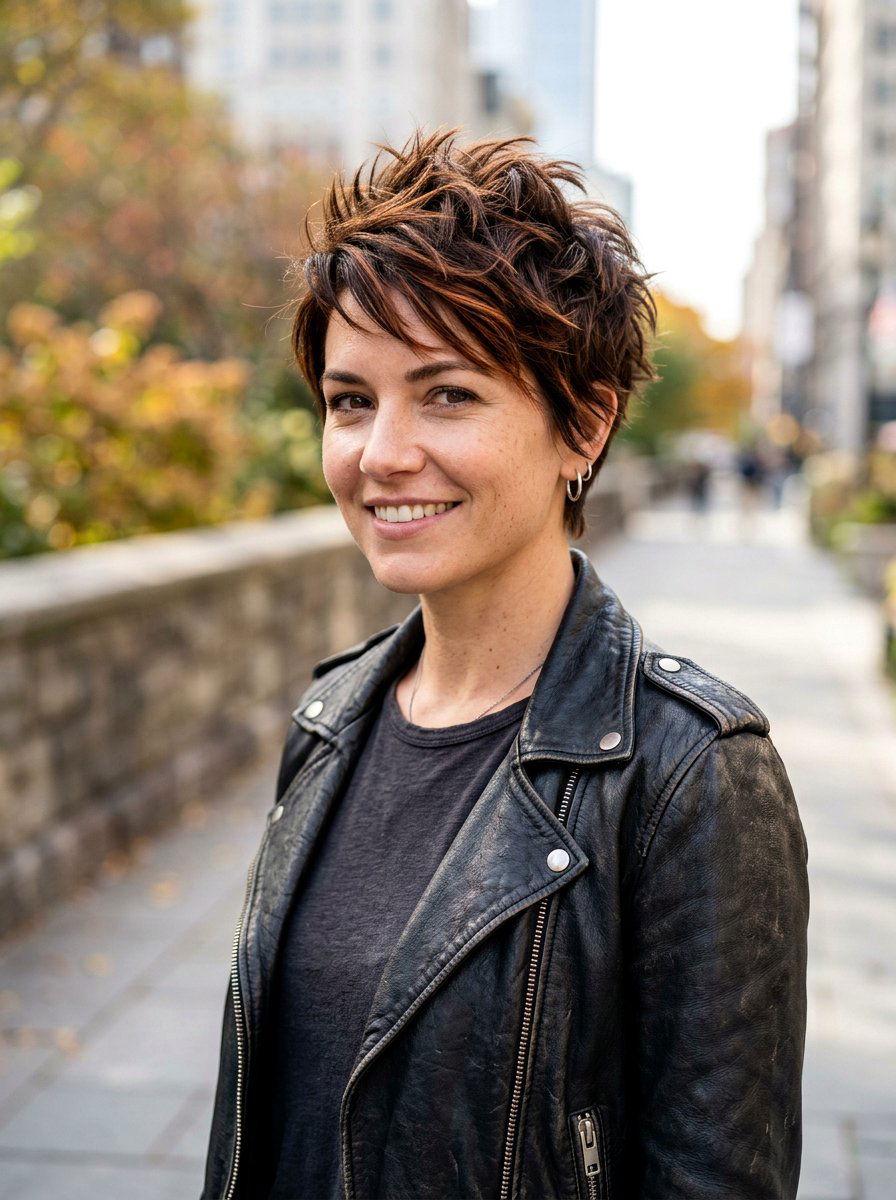 Chestnut Brunette With Copper Ribbons Pixie Cut - 20 chestnut brunette with copper ribbons - 20 chestnut brunette with copper ribbons