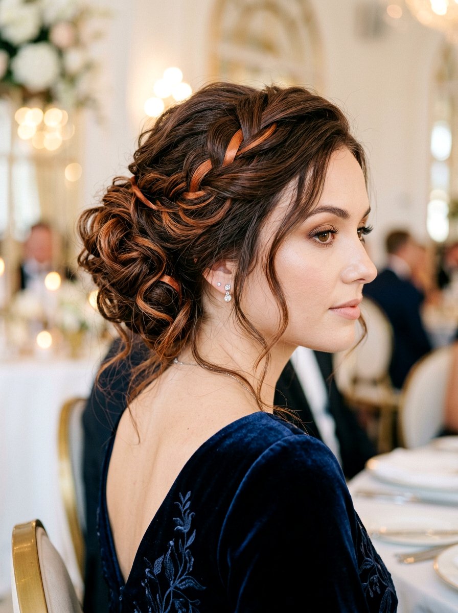 Chestnut Brunette With Copper Ribbons Updo - 20 chestnut brunette with copper ribbons - 20 chestnut brunette with copper ribbons