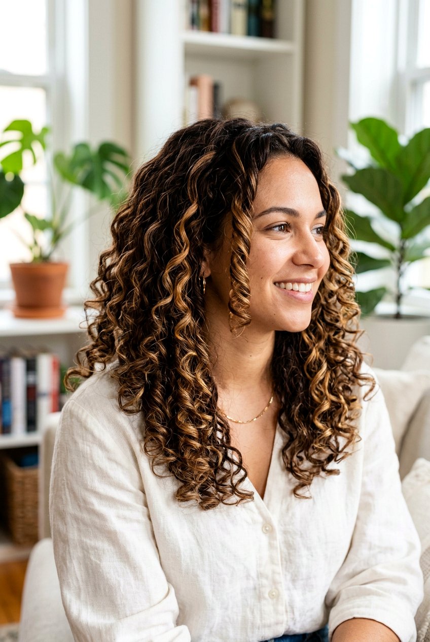 Chestnut Caramel Ribbons On Curly Hair - 20 chestnut caramel ribbons hair - 20 chestnut caramel ribbons hair