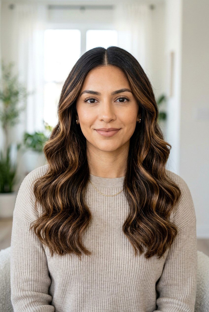 Chestnut Caramel Ribbons On Middle Part Hair - 20 chestnut caramel ribbons hair - 20 chestnut caramel ribbons hair