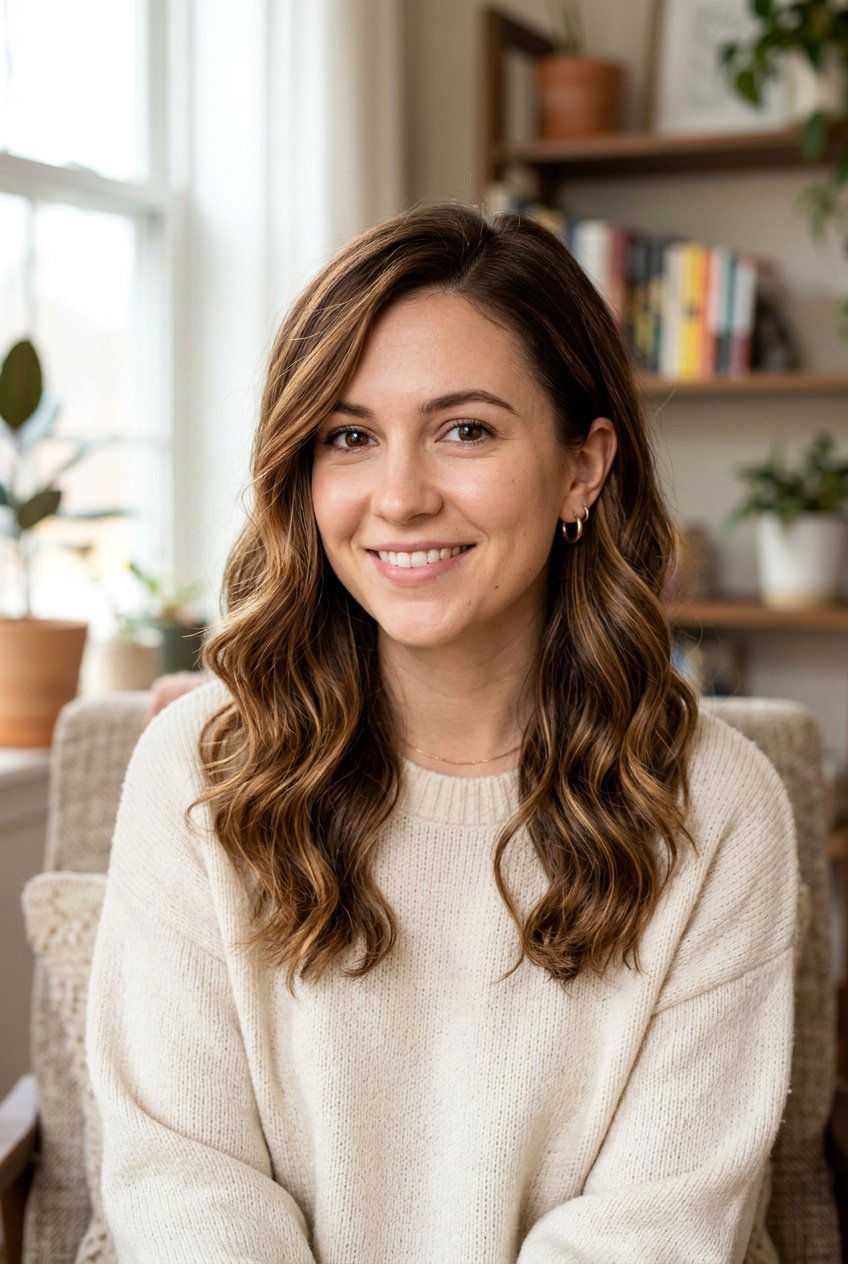 Chestnut Caramel Ribbons On Shoulder Length Cut - 20 chestnut caramel ribbons hair - 20 chestnut caramel ribbons hair