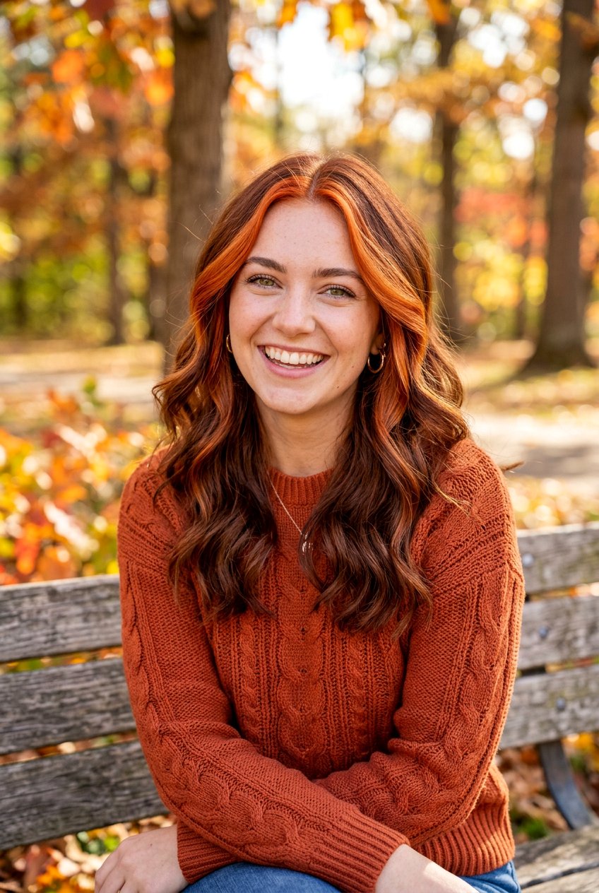 20 Striking Brunette Hair With Copper Money Piece Looks