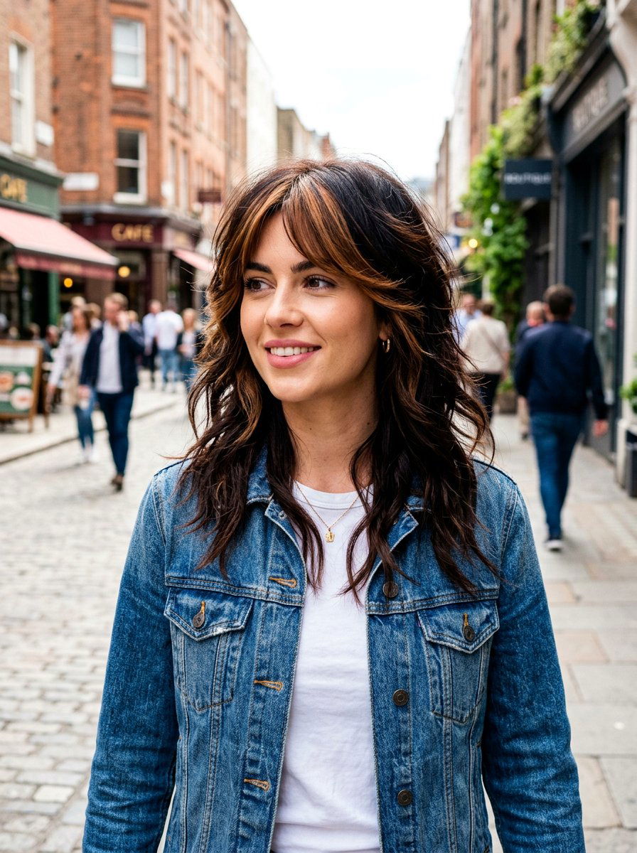 Chestnut Money Piece Shag - 20 dimensional brunette for shoulder length hair - 20 dimensional brunette for shoulder length hair