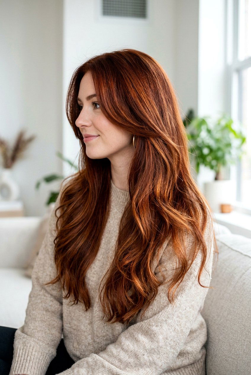 Chestnut Red Hair Color On Long Layers - 20 chestnut red hair color - 20 chestnut red hair color