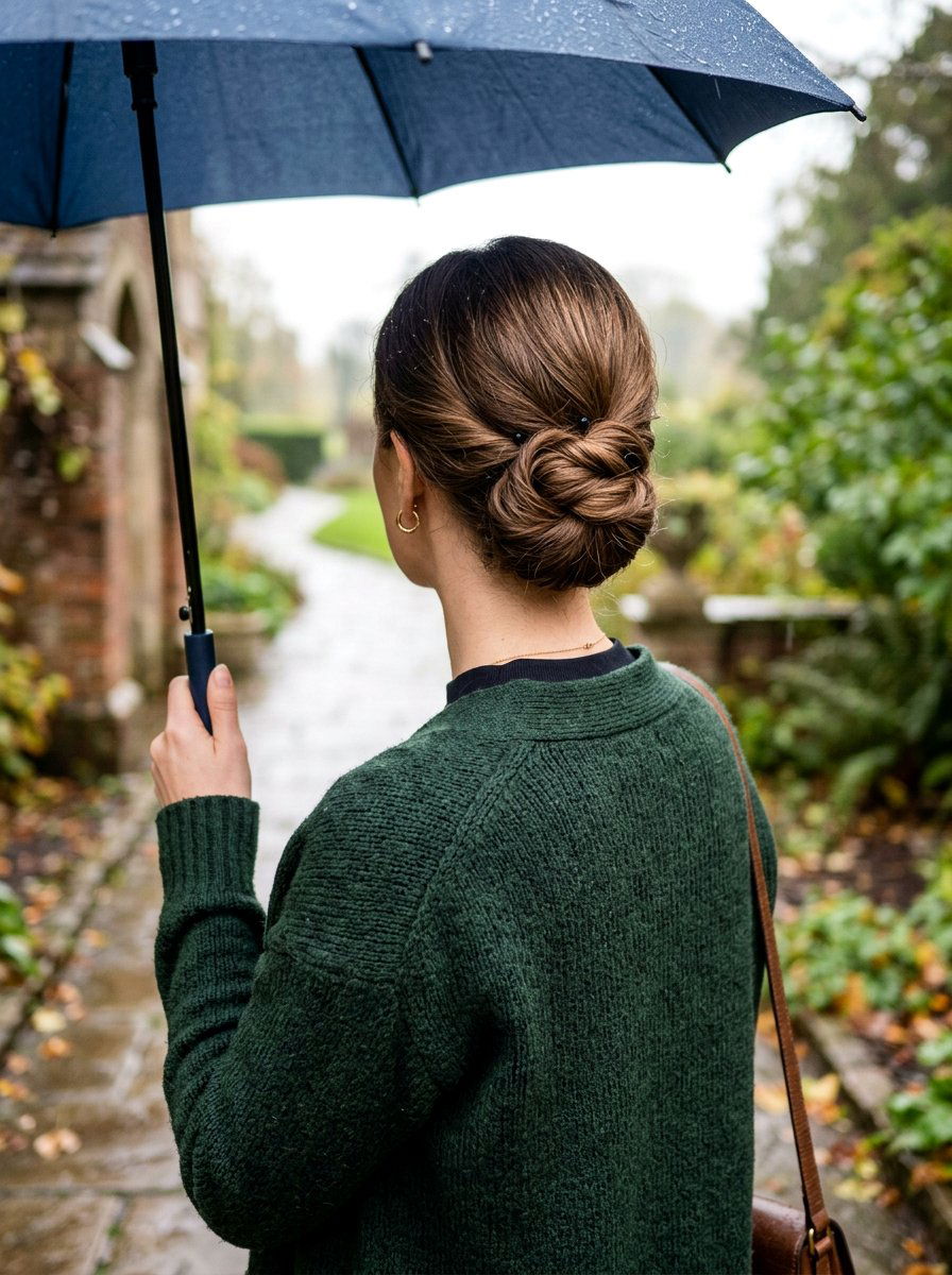 Chignon For Wet Weather - 20 office hairstyle for rainy days - 20 office hairstyle for rainy days