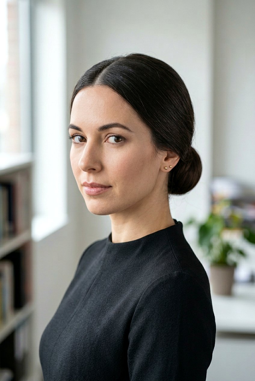 Chignon Low Bun - 20 professional low bun with middle part - 20 professional low bun with middle part