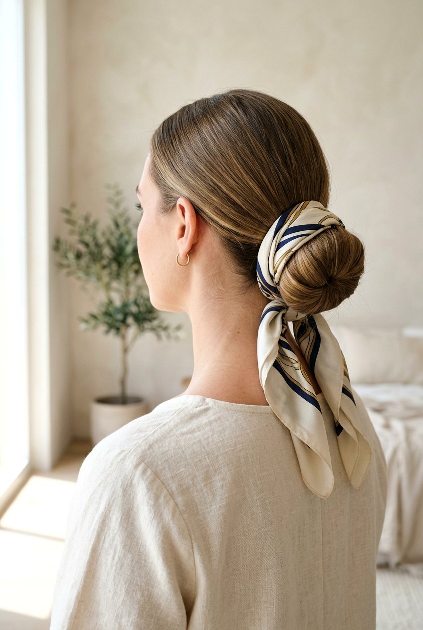 Chignon With Bandana - 20 bandana bun hairstyle - 20 bandana bun hairstyle