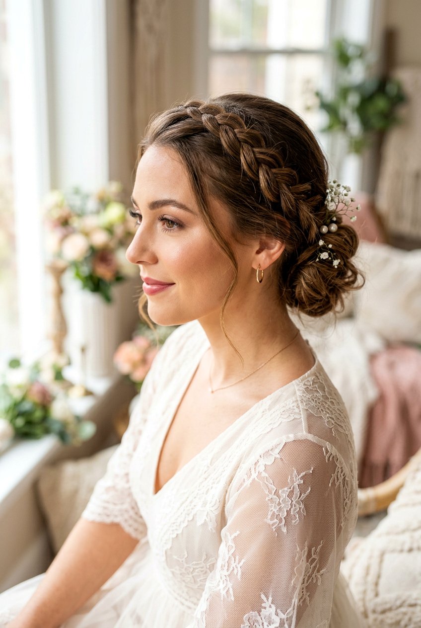 Chignon With Braided Crown - 20 classic chignon hairstyle - 20 classic chignon hairstyle