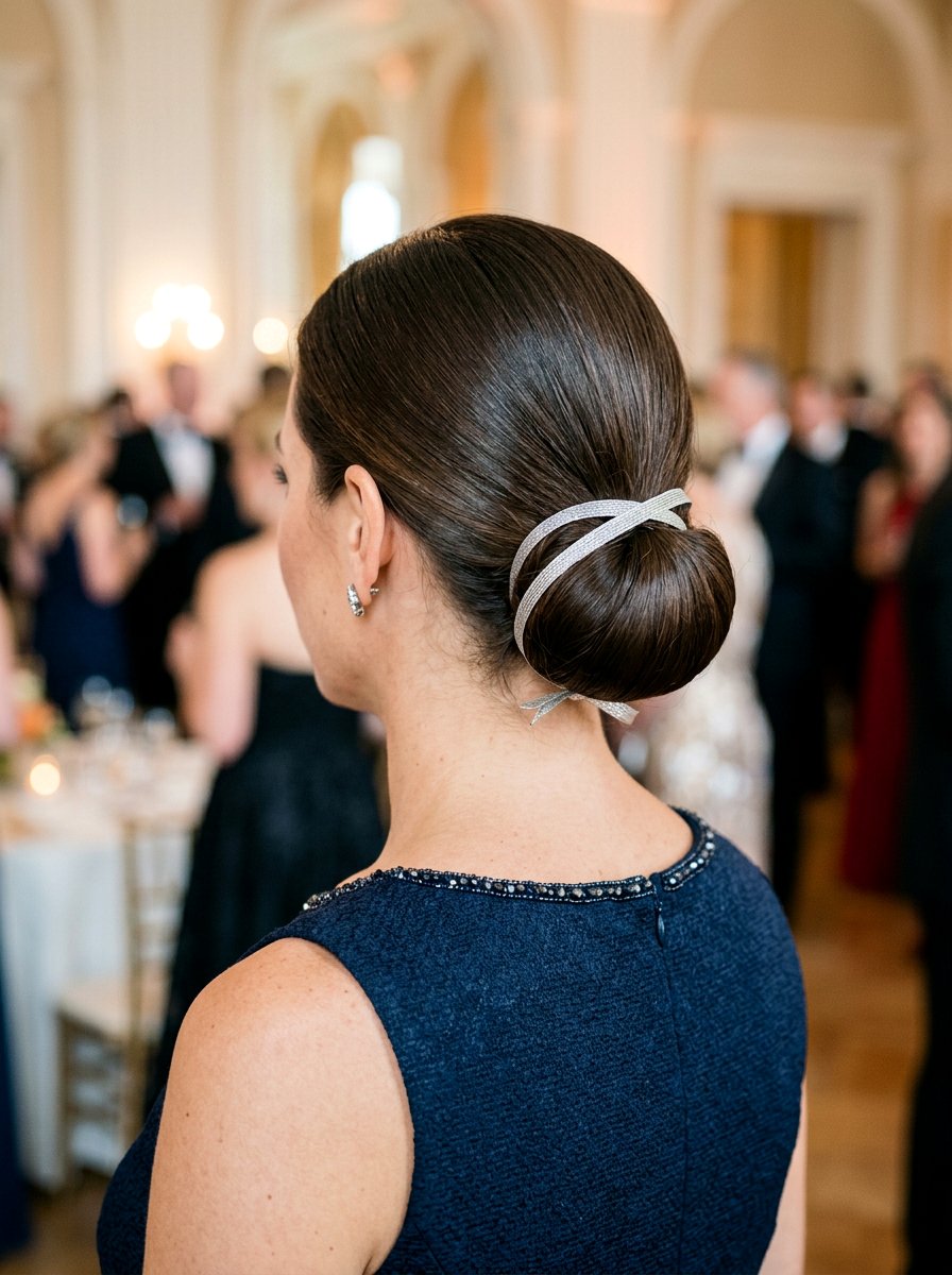 Chignon With Silver Ribbon - 20 silver ribbons for shoulder length hair - 20 silver ribbons for shoulder length hair