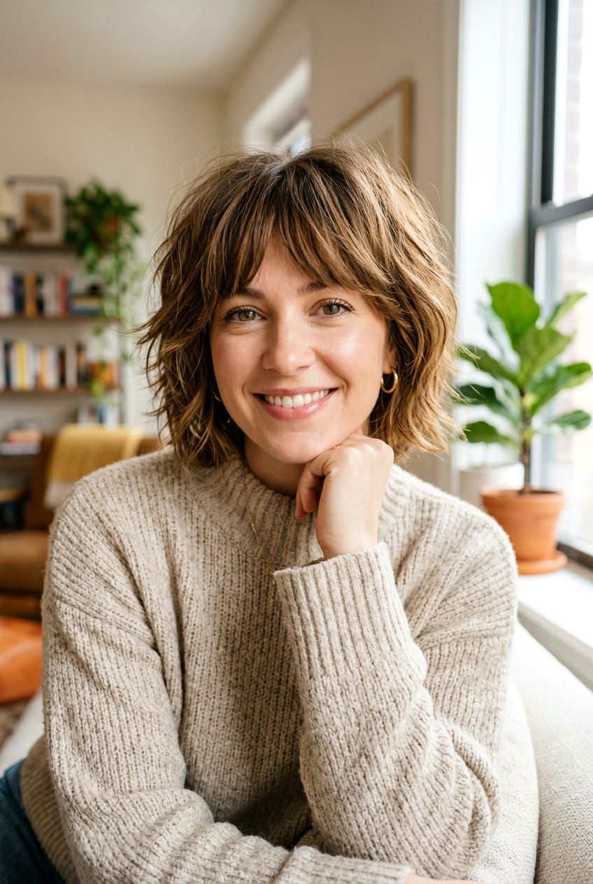 Chin Grazing Shag - 20 winter haircut ideas for women - 20 winter haircut ideas for women